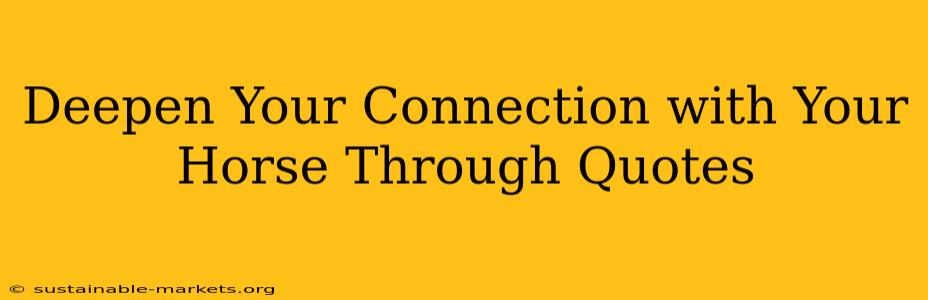 Deepen Your Connection with Your Horse Through Quotes
